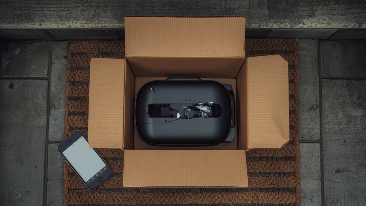 Dented fitness equipment in damaged shipping box, representing delivery-driven reviews for health and fitness Shopify merchants
