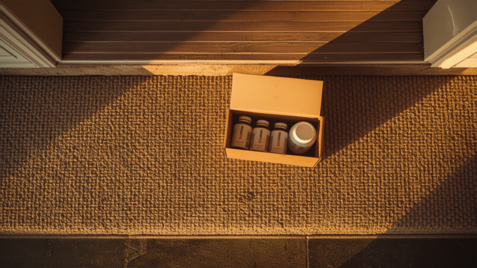 Fitness subscription box on a doorstep, representing lost package risk for DTC health and fitness brands