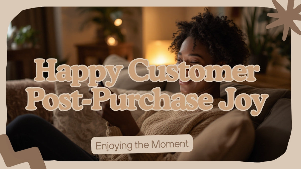Person smiling at phone showing branded post-purchase email, representing post-purchase loyalty for Shopify merchants