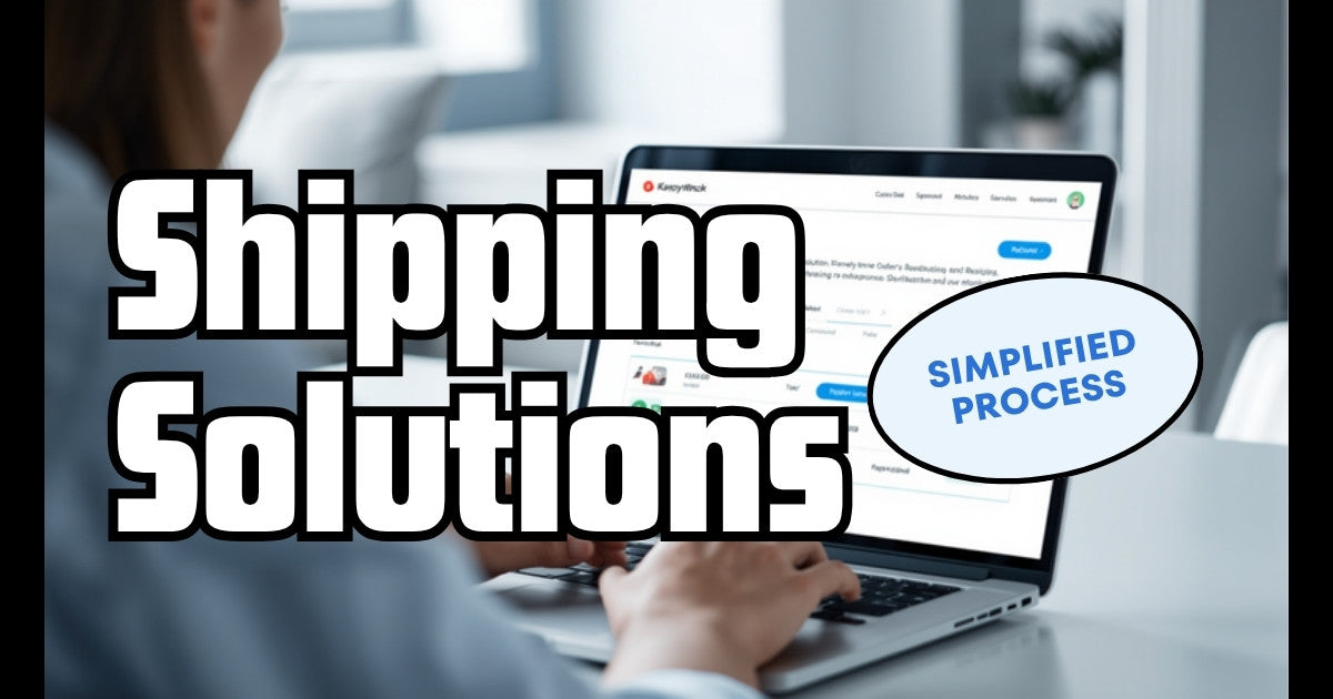 Merchant using a self-service shipping resolution portal on a laptop