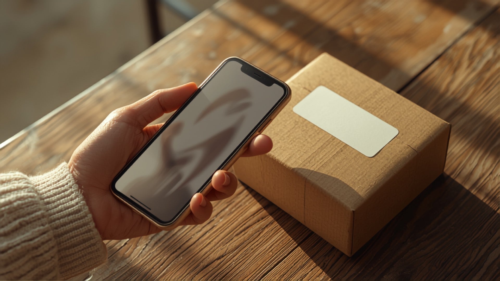 Customer using a phone to edit a shipping address on an order before a package ships.