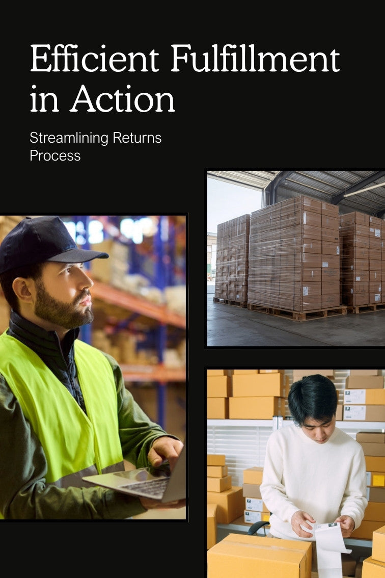 Warehouse worker scanning a returned package, representing post-purchase resolution for Shopify merchants