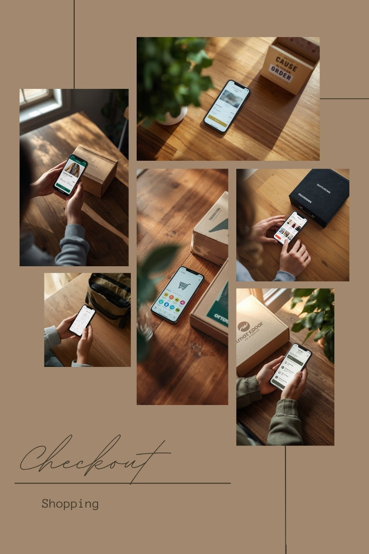 Customer selecting a checkout cause on a smartphone, representing purpose-driven commerce for Shopify merchants