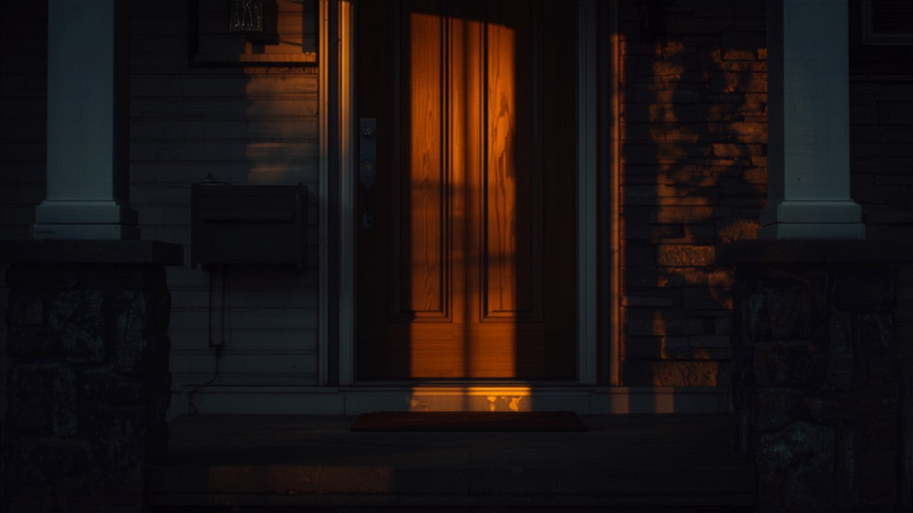 Empty doorstep mailbox with no package in golden hour light, representing lost packages and customer churn for Shopify merchants