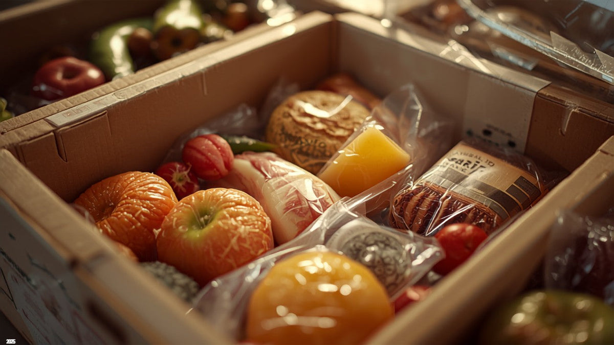 Insulated shipping boxes with artisan food products and ice packs, representing perishable DTC order protection for merchants