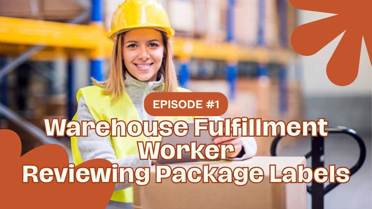 Warehouse worker reviewing a package label before shipment, representing AI-powered order editing for Shopify merchants.