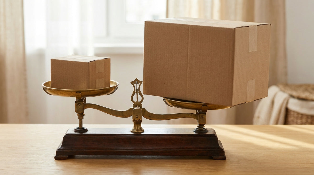 A small parcel and a large parcel balanced on a scale, representing why a high-value resolution isn't simply ten times a low-value one.